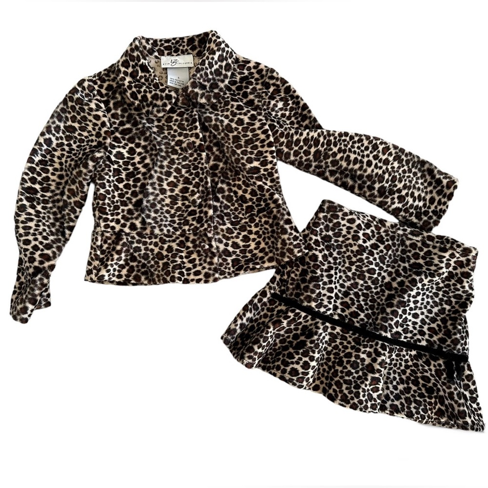 IZ Byer California Toddler Girls size 5 Black & Tan Jacket and Skirt Set Soft